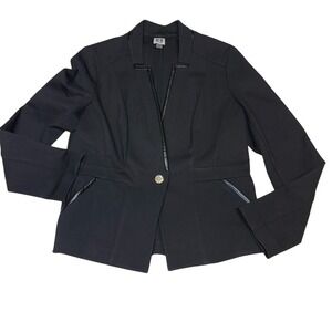 Anne Klein women's blazer with faux leather trim‎ size small